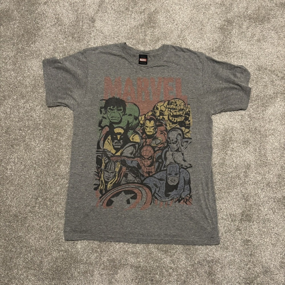 Marvel Superhero Graphic Gray Short Sleeve T-Shirt By Mad Engine Size Medium